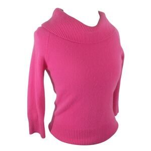 Valerie Stevens 2 Ply Cashmere Hot Pink Mock Neck Sweater Small